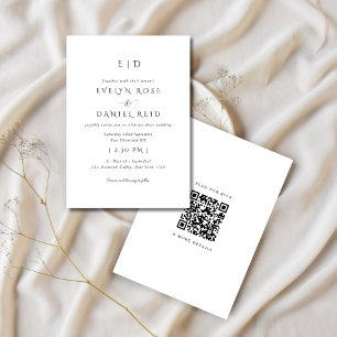 UAWG Black & White Wedding Einladung mit QR Code