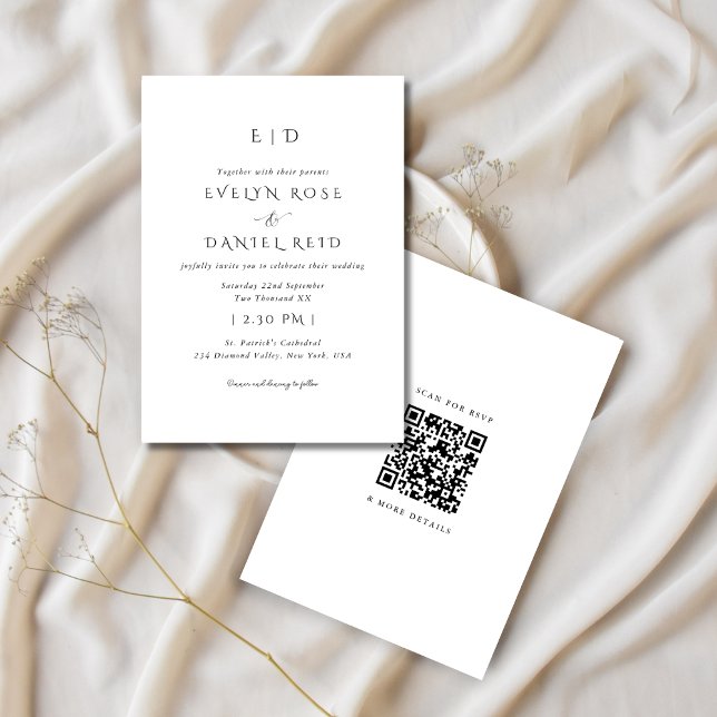 UAWG Black & White Wedding Einladung mit QR Code (Von Creator hochgeladen)