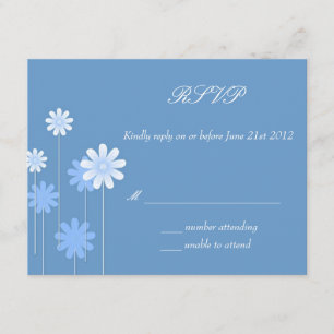 UAWG - Blue Daisy Wedding Response Card RSVP Karte