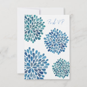 UAWG Blue Floral Blooms Hochzeitkarte RSVP Karte