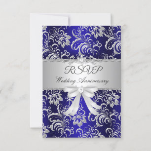 UAWG Blue Floral Bow 25. Hochzeitstag RSVP Karte
