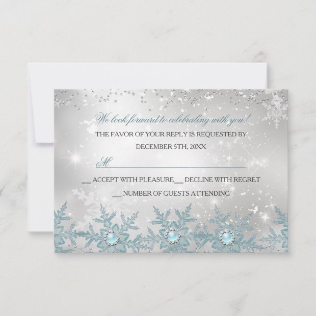 UAWG Blue Pearl Snowflake Weihnachts-Party RSVP Karte (Vorderseite)