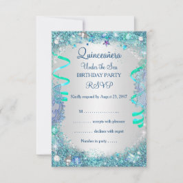 UAWG Blue Under the Sea Quinceanera 15. Geburtstag RSVP Karte