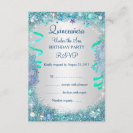 UAWG Blue Under the Sea Quinceanera 15. Geburtstag RSVP Karte