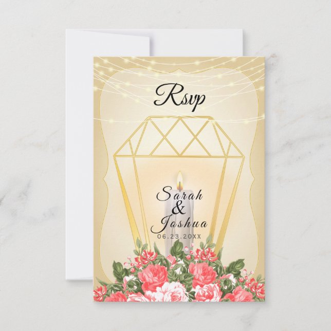 UAWG - Blume aus goldenen Lattern und Korallen RSVP Karte (Vorderseite)