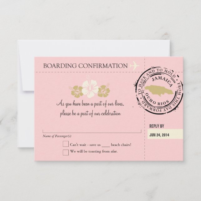 UAWG-Boarding nach Jamaika RSVP Karte (Vorderseite)