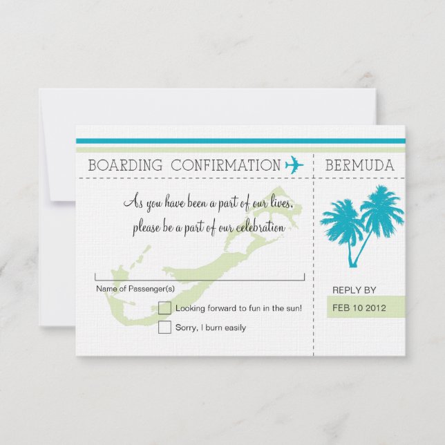 UAWG Boarding Pass auf BERMUDA RSVP Karte (Vorderseite)