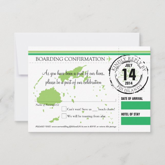 UAWG-Boarding-Pass auf die Fidschi-Inseln Einladung (Vorderseite)