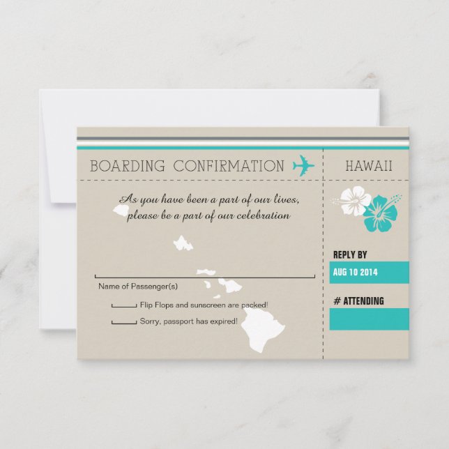 UAWG Boarding Pass auf HAWAII RSVP Karte (Vorderseite)