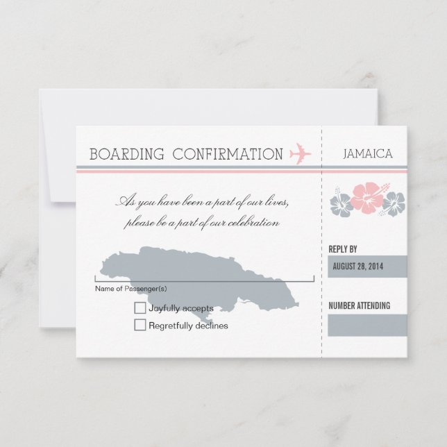 UAWG Boarding Pass auf JAMAICA RSVP Karte (Vorderseite)