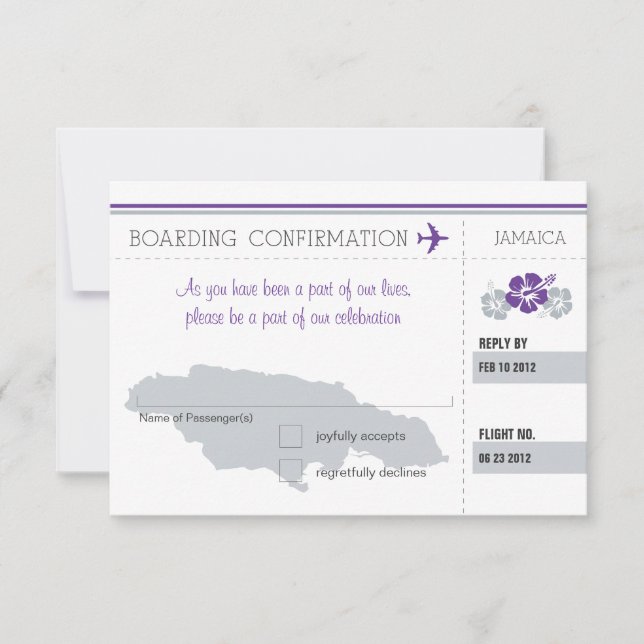UAWG Boarding Pass auf JAMAICA RSVP Karte (Vorderseite)