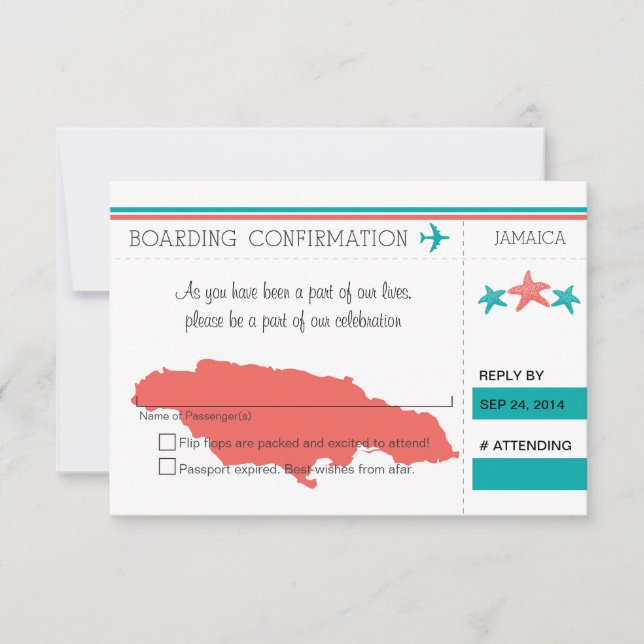 UAWG Boarding Pass auf JAMAICA RSVP Karte (Vorderseite)