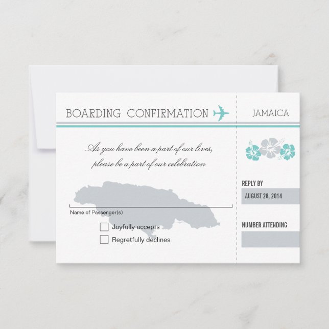UAWG Boarding Pass auf JAMAICA RSVP Karte (Vorderseite)