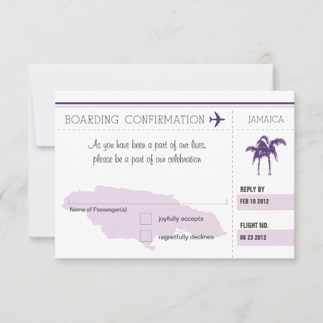 UAWG Boarding Pass auf JAMAICA RSVP Karte (Vorderseite)