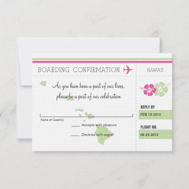 UAWG Boarding Pass bis Hawaii RSVP Karte (Vorderseite)