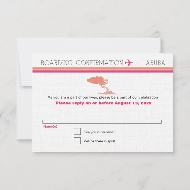 UAWG Boarding Pass to Aruba RSVP Karte (Vorderseite)