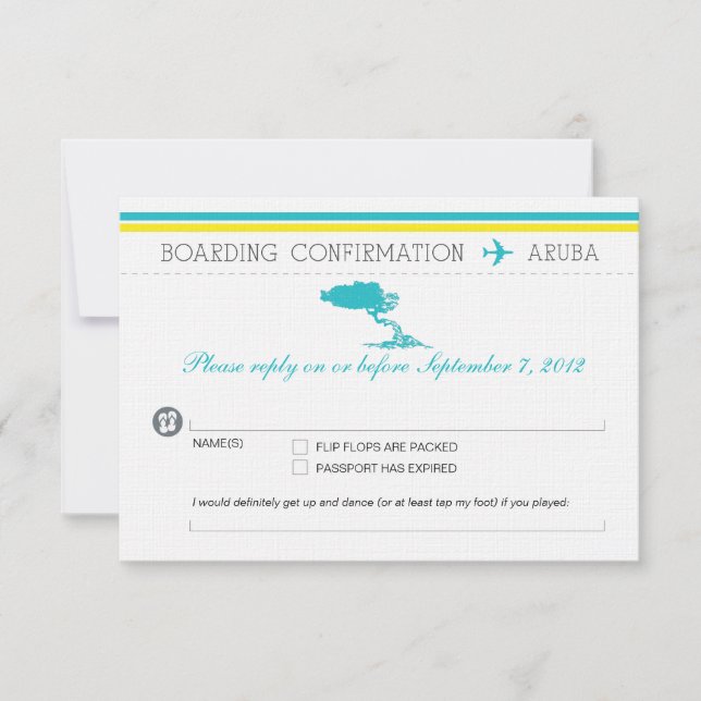 UAWG Boarding Pass to Aruba RSVP Karte (Vorderseite)