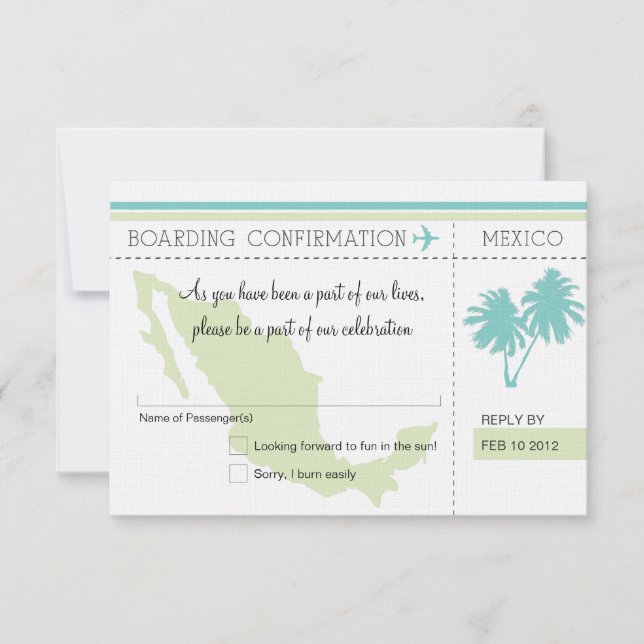 UAWG Boarding Pass TO MEXICO RSVP Karte (Vorderseite)