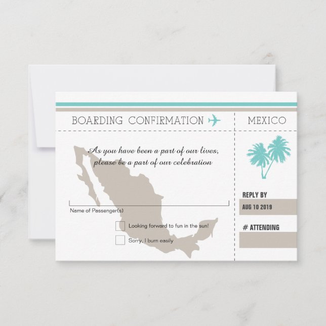 UAWG Boarding Pass TO MEXICO RSVP Karte (Vorderseite)