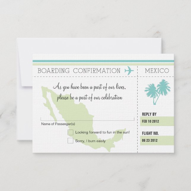 UAWG Boarding Pass TO MEXICO RSVP Karte (Vorderseite)