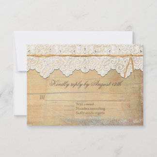 UAWG Boho Elegant Rustikales Land Vintager Spitzen RSVP Karte