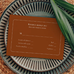 UAwg Boho Terracotta Wedding Menu RSVP Karte