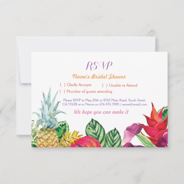 UAWG Brautparty Aloha Tropical Cards RSVP Karte (Vorderseite)