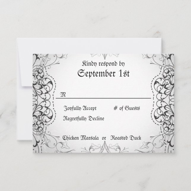 UAWG Bride & Groom Skeleton Dinner Cards geblüht RSVP Karte (Vorderseite)