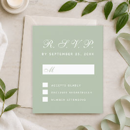 UAWG Budget Sage Green Calligraphy Response Card