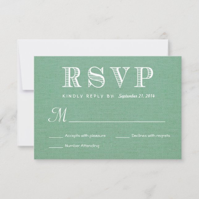 UAWG Burlap Mint Green Rustic Wedding Antwort (Vorderseite)