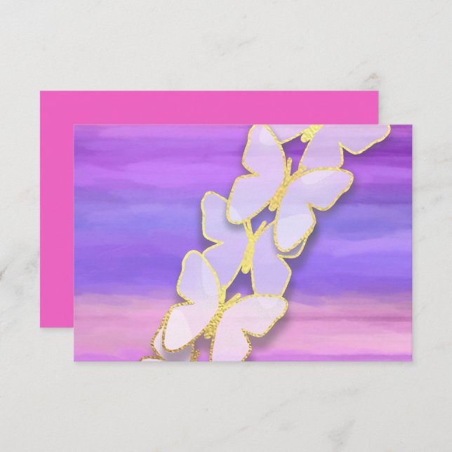 UAWG Butterfly Rosa Lila Farbe Einladung (Vorne/Hinten)