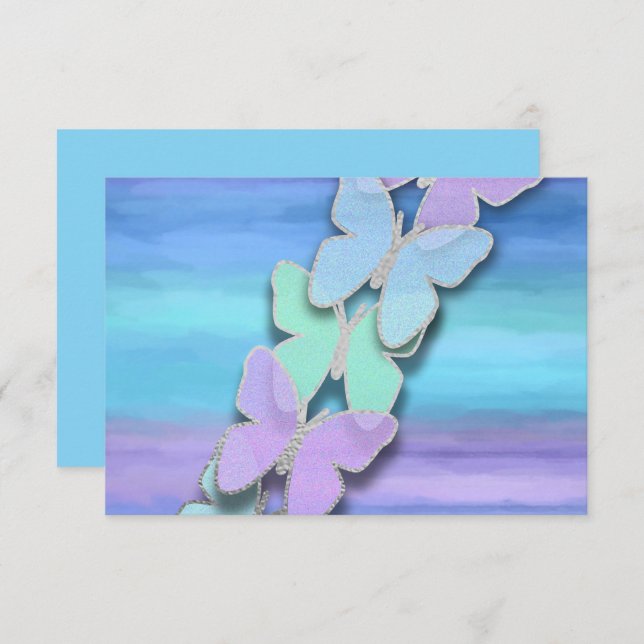 UAWG Butterfly Türkis Lila Wasserfarbe Einladung (Vorne/Hinten)