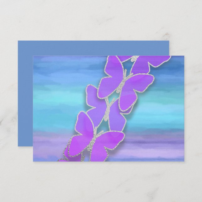 UAWG Butterfly Türkis Lila Wasserfarbe Einladung (Vorne/Hinten)
