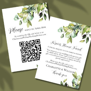 UAWG Cash Fund QR Code Elegante grüne Botanicals Begleitkarte