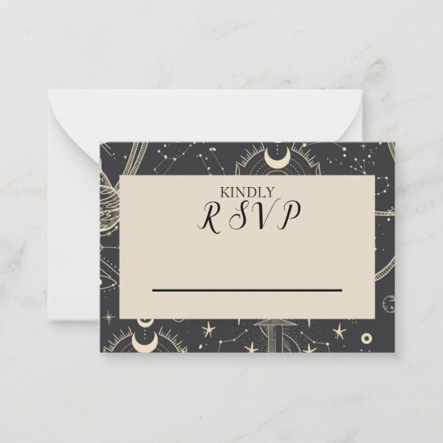 UAWG Celestial Boho Wedding Card Mitteilungskarte (Vorderseite)