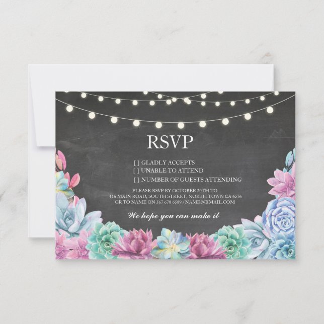 UAWG Chalk Wedding Rustic Succules Blumenkarten RSVP Karte (Vorderseite)