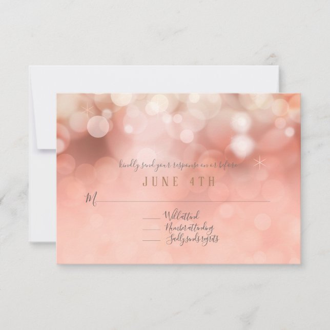 UAWG Colorful Pastel Bokeh Twinkling Lights Pink RSVP Karte (Vorderseite)