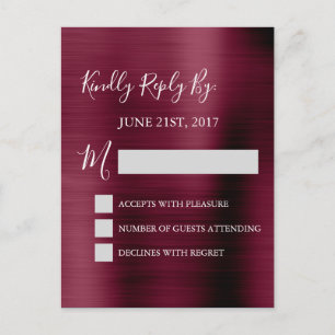 UAWG - Cranberry Burgund Wedding Response Card Einladungspostkarte
