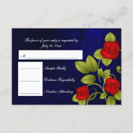 UAWG Dark Blue und Rote Rose Wedding RSVP Karte