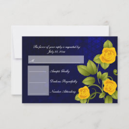 UAWG Dark Blue und Yellow Rose Wedding RSVP Karte