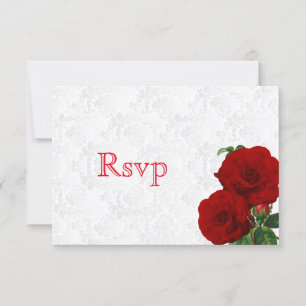 UAWG Deep Rote Rose Floral Wedding RSVP Karte