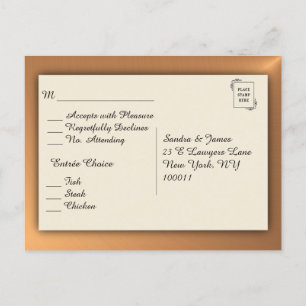 UAwg des Kupfer-Shine-Menüs Einladungspostkarte