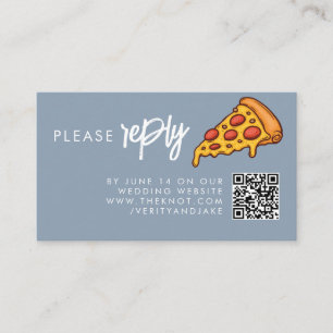 UAWG Dusty Blue PIZZA Moderne Minimal Chic Hochzei Begleitkarte