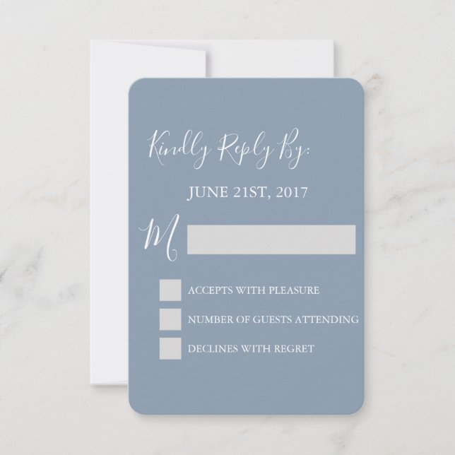 UAWG - Dusty Blue Wedding Response Card RSVP Karte (Vorderseite)