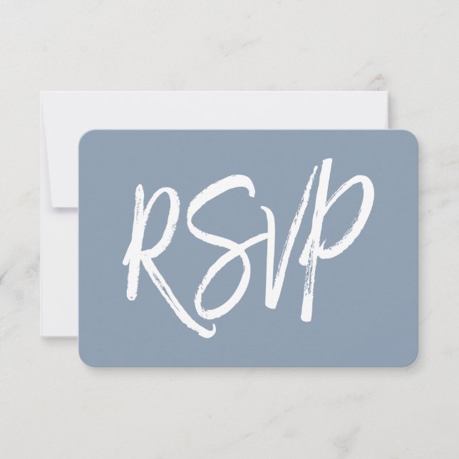 UAWG - Dusty Blue Wedding Response Card RSVP Karte (Vorderseite)