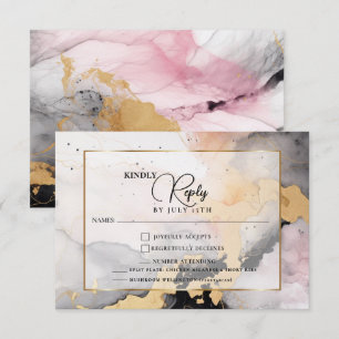 UAWG Ebony Rose und Gold Abstrakter Marmor RSVP Karte