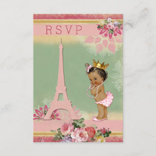 UAWG Eiffel Tower Ethnic Princess Baby Dusche RSVP Karte