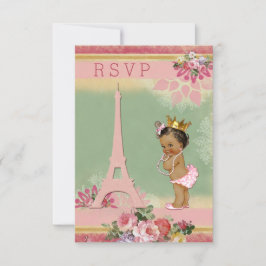 UAWG Eiffel Tower Ethnic Princess Baby Dusche RSVP Karte