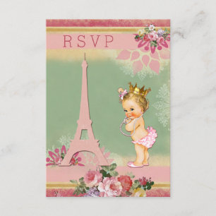 UAWG Eiffel Tower Princess Baby Dusche RSVP Karte