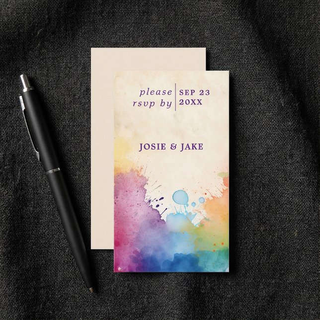 UAwg-Einschließkarte für helle Farbe Begleitkarte (Bright paint splashes RSVP Enclosure Card.)